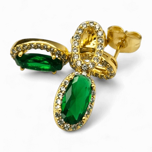 cercei placati aur 18k emilia green