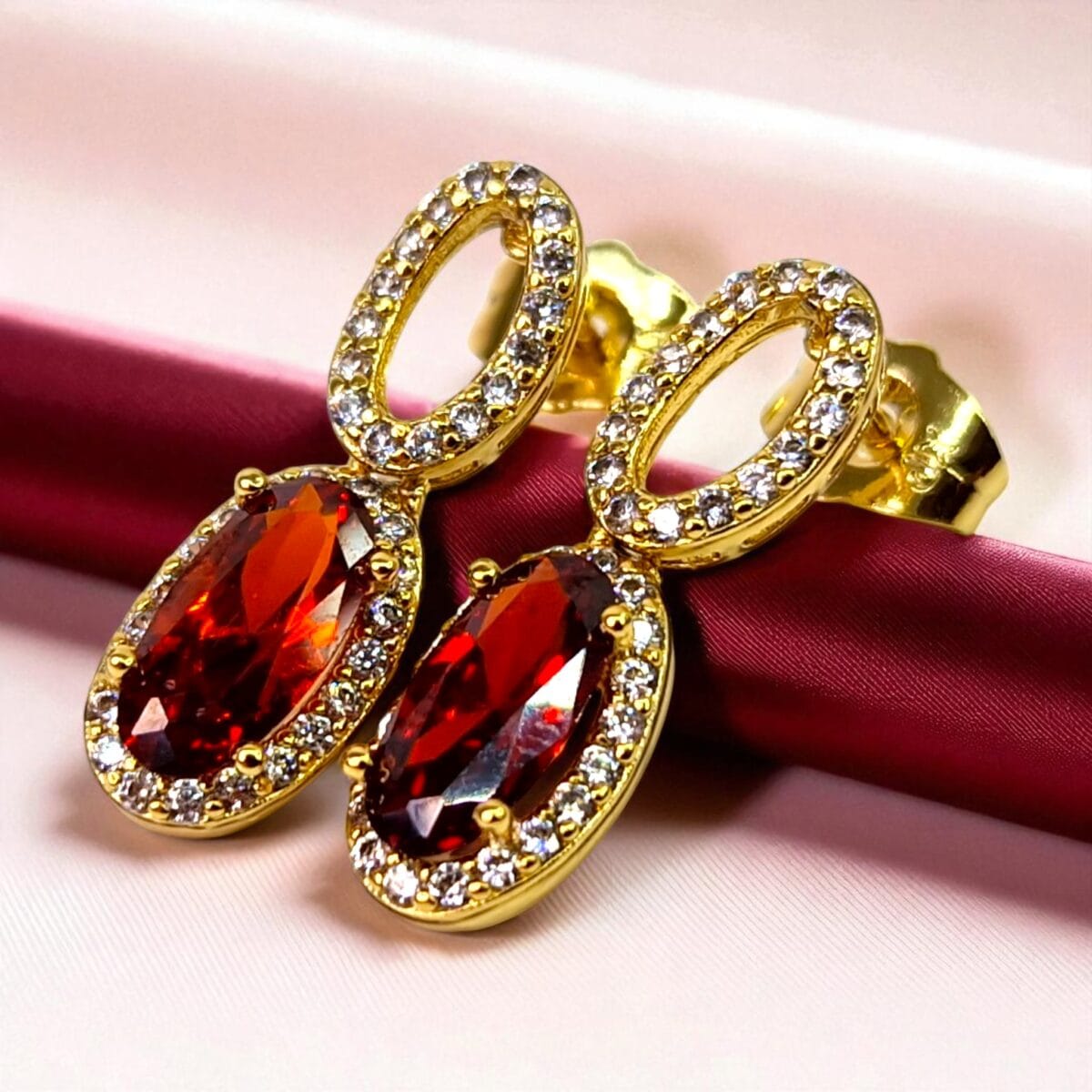 cercei placati aur 18k emilia red 2 cercei placati aur 18k emilia red 2