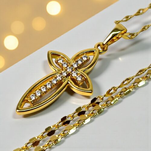 colier sfanta cruce placat aur 14k IH801 12