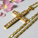 colier sfanta cruce placat aur 14k IH803 11