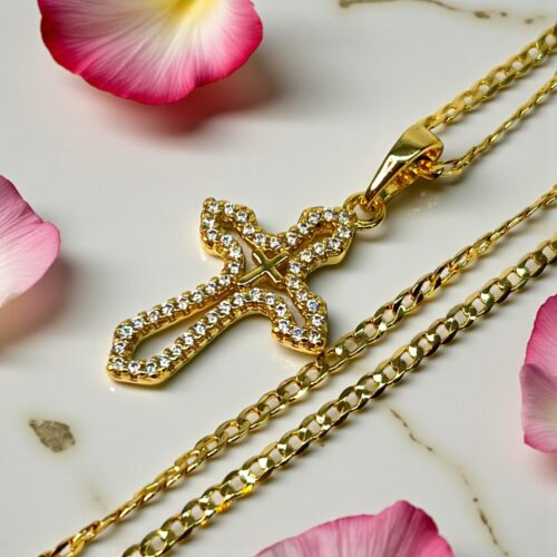 colier sfanta cruce placat aur 14k IH807 12